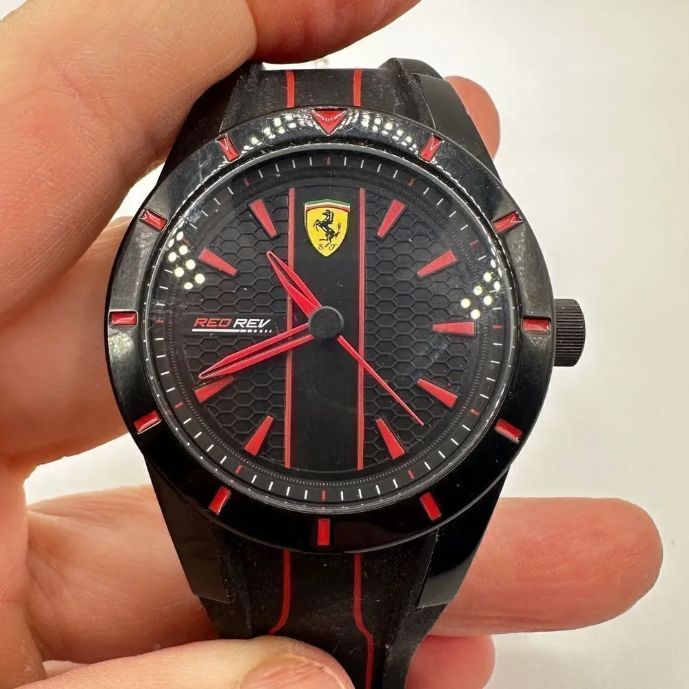 Scuderia‎ Ferrari Men's Red Rev Black Silicone Strap Watch - 38mm